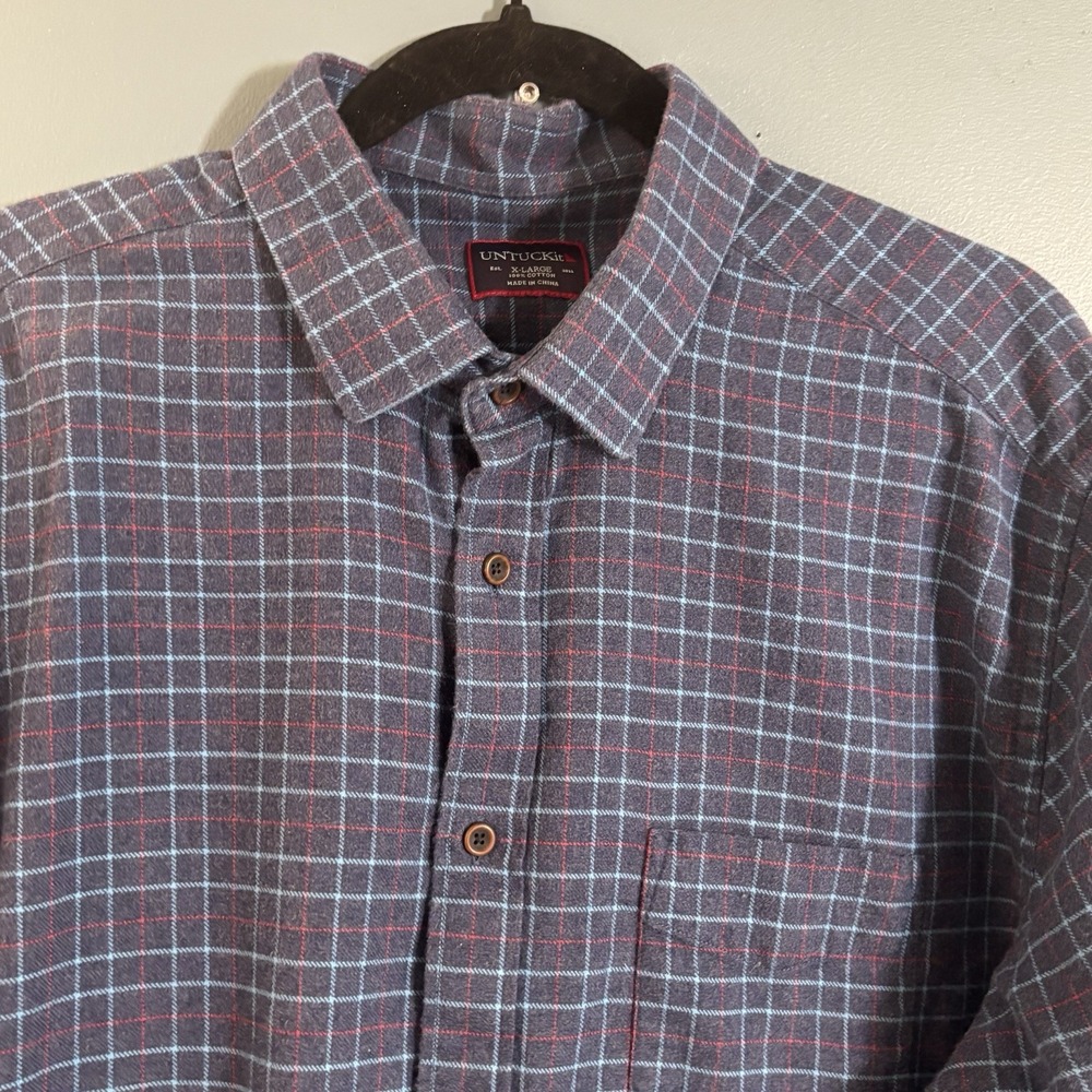 Untuckit Shirt Mens XL Long Sleeve Flannel Casual Button Up Office Work Shirt‎